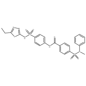 N-(4-(N-(5-ethyl-1,3,4-thiadiazol-2-yl)sulfamoyl)phenyl)-4-(N-methyl-N-phenylsulfamoyl)benzamide结构式