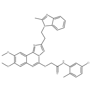 N-(5-chloro-2-methylphenyl)-2-((8,9-dimethoxy-2-(2-(2-methyl-1H-benzo[d]imidazol-1-yl)ethyl)-[1,2,4]triazolo[1,5-c]quinazolin-5-yl)thio)acetamide结构式