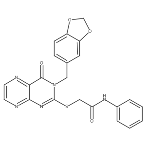 2-({3-[(2H-1,3-benzodioxol-5-yl)methyl]-4-oxo-3,4-dihydropteridin-2-yl}sulfanyl)-N-phenylacetamide Structure