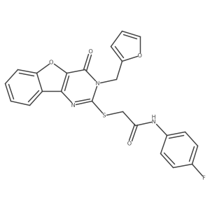 N-(4-fluorophenyl)-2-((3-(furan-2-ylmethyl)-4-oxo-3,4-dihydrobenzofuro[3,2-d]pyrimidin-2-yl)thio)acetamide结构式