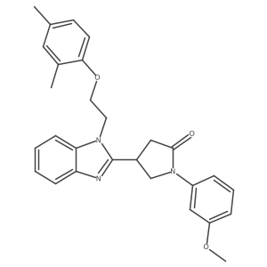 4-{1-[2-(2,4-dimethylphenoxy)ethyl]-1H-benzimidazol-2-yl}-1-(3-methoxyphenyl)pyrrolidin-2-one结构式
