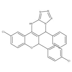 2-chloro-6-(4-chlorophenyl)-7-(pyridin-3-yl)-7,12-dihydro-6H-chromeno[4,3-d]tetrazolo[1,5-a]pyrimidine结构式