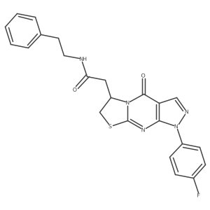 2-(1-(4-fluorophenyl)-4-oxo-1,4,6,7-tetrahydropyrazolo[3,4-d]thiazolo[3,2-a]pyrimidin-6-yl)-N-phenethylacetamide Structure