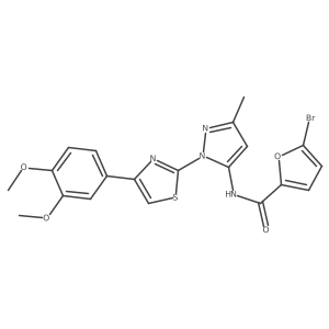 5-bromo-N-(1-(4-(3,4-dimethoxyphenyl)thiazol-2-yl)-3-methyl-1H-pyrazol-5-yl)furan-2-carboxamide结构式