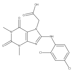 2-(8-((2,4-dichlorophenyl)amino)-1,3-dimethyl-2,6-dioxo-2,3-dihydro-1H-purin-7(6H)-yl)acetic acid结构式