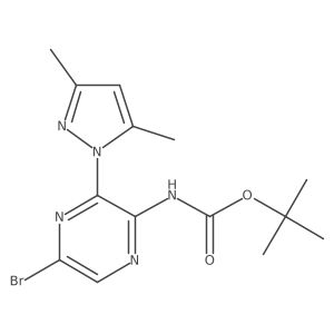 [5-Bromo-3-(3,5-dimethyl-pyrazol-1-yl)-pyrazin-2-yl]-carbamic acid tert-butyl ester Structure