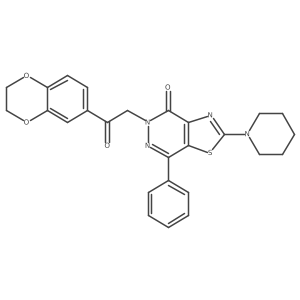 5-(2-(2,3-dihydrobenzo[b][1,4]dioxin-6-yl)-2-oxoethyl)-7-phenyl-2-(piperidin-1-yl)thiazolo[4,5-d]pyridazin-4(5H)-one结构式