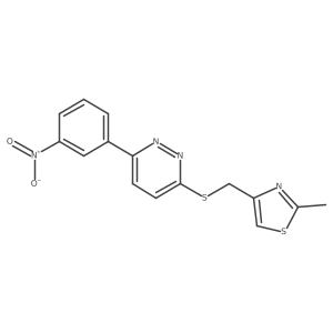 2-Methyl-4-(((6-(3-nitrophenyl)pyridazin-3-yl)thio)methyl)thiazole Structure