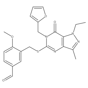3-({[1-ethyl-6-(2-furylmethyl)-3-methyl-7-oxo-6,7-dihydro-1H-pyrazolo[4,3-d]pyrimidin-5-yl]sulfanyl}methyl)-4-methoxybenzaldehyde Structure