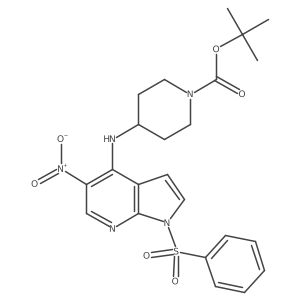 4-(1-benzenesulfonyl-5-nitro-1H-pyrrolo[2,3-b]pyridine-4-ylamino)-piperidine-1-carboxylic acid tert-butyl ester结构式