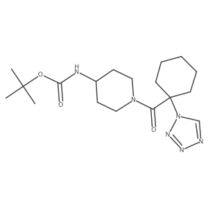 tert-butyl (1-{[1-(1H-tetrazol-1-yl)cyclohexyl]carbonyl}piperidin-4-yl)carbamate结构式