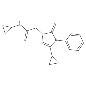 N-cyclopropyl-2-(3-cyclopropyl-5-oxo-4-phenyl-4,5-dihydro-1H-1,2,4-triazol-1-yl)acetamide结构式