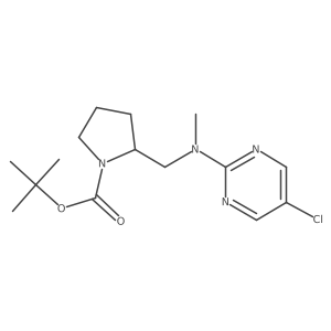 tert-Butyl 2-(((5-chloropyrimidin-2-yl)(methyl)amino)methyl)pyrrolidine-1-carboxylate结构式