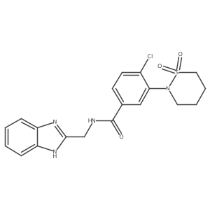 N-(1H-benzimidazol-2-ylmethyl)-4-chloro-3-(1,1-dioxido-1,2-thiazinan-2-yl)benzamide结构式