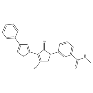 3-[4-hydroxy-2-imino-3-(4-phenyl-1,3-thiazol-2-yl)-2,5-dihydro-1H-pyrrol-1-yl]-N-methylbenzamide Structure