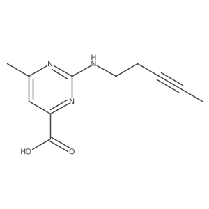 6-Methyl-2-[(pent-3-yn-1-yl)amino]pyrimidine-4-carboxylic acid结构式