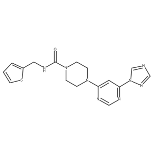 4-(6-(1H-1,2,4-triazol-1-yl)pyrimidin-4-yl)-N-(thiophen-2-ylmethyl)piperazine-1-carboxamide Structure