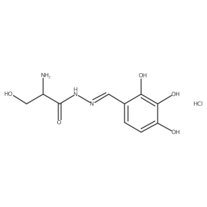 2-Amino-3-hydroxy-N'-((E)-(2,3,4-trihydroxyphenyl)methylidene)propanehydrazide hydrochloride (1:1)结构式