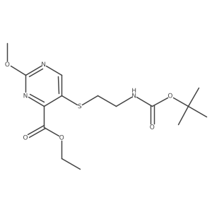 Tert-butyl 2-(4-(ethoxycarbonyl)-2-methoxypyrimidin-5-ylthio)ethylcarbamate结构式