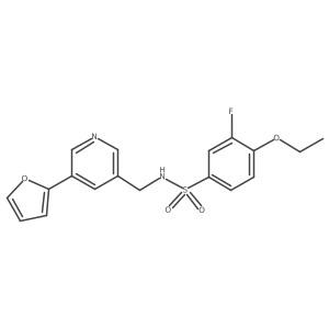 4-ethoxy-3-fluoro-N-((5-(furan-2-yl)pyridin-3-yl)methyl)benzenesulfonamide结构式
