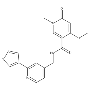 4-methoxy-1-methyl-6-oxo-N-((2-(thiophen-3-yl)pyridin-4-yl)methyl)-1,6-dihydropyridine-3-carboxamide结构式