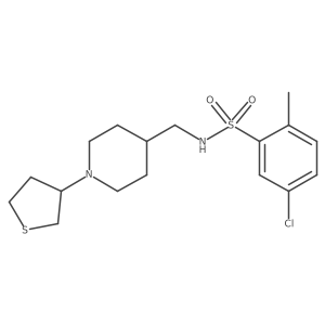 5-chloro-2-methyl-N-((1-(tetrahydrothiophen-3-yl)piperidin-4-yl)methyl)benzenesulfonamide结构式