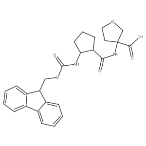 3-[2-({[(9H-fluoren-9-yl)methoxy]carbonyl}amino)cyclopentaneamido]oxolane-3-carboxylic acid Structure