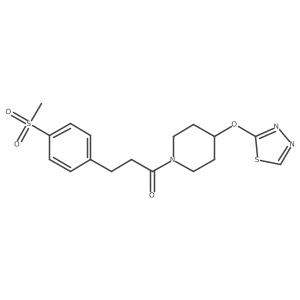 1-(4-((1,3,4-Thiadiazol-2-yl)oxy)piperidin-1-yl)-3-(4-(methylsulfonyl)phenyl)propan-1-one结构式