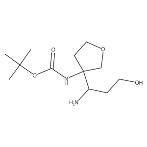 tert-butyl N-[3-(1-amino-3-hydroxypropyl)oxolan-3-yl]carbamate结构式