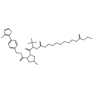 ethyl 11-[[(1S)-1-[(2S,4R)-4-hydroxy-2-[[4-(4-methylthiazol-5-yl)phenyl]methylcarbamoyl]pyrrolidine-1-carbonyl]-2,2-dimethyl-propyl]amino]-11-oxo-undecanoate Structure