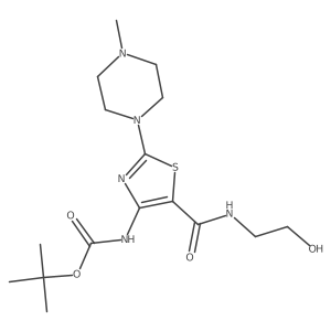 tert-butyl N-{5-[(2-hydroxyethyl)carbamoyl]-2-(4-methylpiperazin-1-yl)-1,3-thiazol-4-yl}carbamate结构式