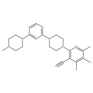 5-Chloro-4,6-dimethyl-2-{4-[4-(4-methylpiperazin-1-yl)pyrimidin-2-yl]piperazin-1-yl}pyridine-3-carbonitrile结构式