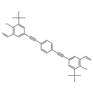 5,5'-(1,4-Phenylenebis(ethyne-2,1-diyl))bis(3-(tert-butyl)-2-hydroxybenzaldehyde)结构式