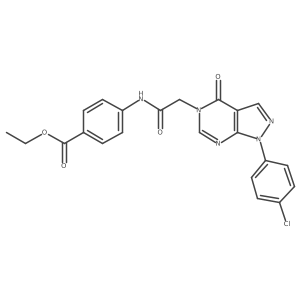ethyl 4-(2-(1-(4-chlorophenyl)-4-oxo-1H-pyrazolo[3,4-d]pyrimidin-5(4H)-yl)acetamido)benzoate Structure