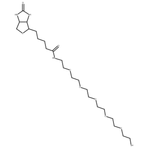 5-(2-oxo-1,3,3a,4,6,6a-hexahydrothieno[3,4-d]imidazol-4-yl)-N-[2-[2-[2-[2-[2-(2-sulfanylethoxy)ethoxy]ethoxy]ethoxy]ethoxy]ethyl]pentanamide结构式