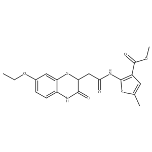 methyl 2-(2-(7-ethoxy-3-oxo-3,4-dihydro-2H-benzo[b][1,4]thiazin-2-yl)acetamido)-5-methylthiophene-3-carboxylate结构式