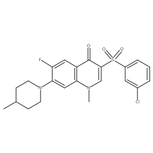 3-((3-chlorophenyl)sulfonyl)-6-fluoro-1-methyl-7-(4-methylpiperidin-1-yl)quinolin-4(1H)-one结构式