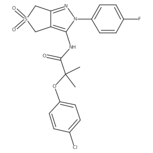 2-(4-chlorophenoxy)-N-(2-(4-fluorophenyl)-5,5-dioxido-4,6-dihydro-2H-thieno[3,4-c]pyrazol-3-yl)-2-methylpropanamide Structure