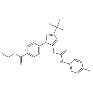 Ethyl 4-[5-[(4-chlorophenyl)carbamoylamino]-3-(trifluoromethyl)pyrazol-1-yl]benzoate Structure