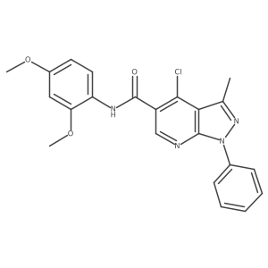 4-chloro-N-(2,4-dimethoxyphenyl)-3-methyl-1-phenyl-1H-pyrazolo[3,4-b]pyridine-5-carboxamide结构式
