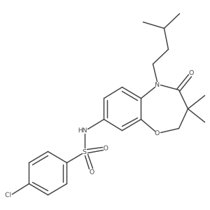 4-chloro-N-(5-isopentyl-3,3-dimethyl-4-oxo-2,3,4,5-tetrahydrobenzo[b][1,4]oxazepin-8-yl)benzenesulfonamide结构式