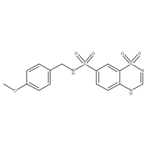 N-(4-methoxybenzyl)-2H-1,2,4-benzothiadiazine-7-sulfonamide 1,1-dioxide结构式