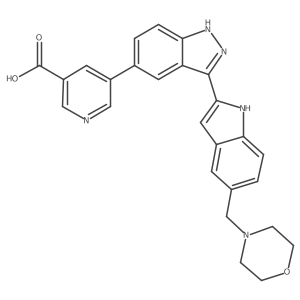 5-[3-[5-(4-Morpholinylmethyl)-1H-indol-2-yl]-1H-indazol-5-yl]-3-pyridinecarboxylic acid结构式