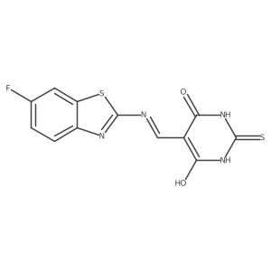 5-(((6-fluorobenzo[d]thiazol-2-yl)amino)methylene)-2-thioxodihydropyrimidine-4,6(1H,5H)-dione Structure