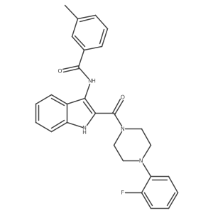 N-[2-[4-(2-fluorophenyl)piperazine-1-carbonyl]-1H-indol-3-yl]-3-methylbenzamide结构式