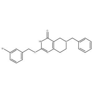 6-benzyl-2-((3-bromobenzyl)thio)-5,6,7,8-tetrahydropyrido[4,3-d]pyrimidin-4(3H)-one结构式