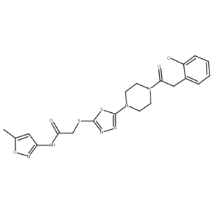2-((5-(4-(2-(2-chlorophenyl)acetyl)piperazin-1-yl)-1,3,4-thiadiazol-2-yl)thio)-N-(5-methylisoxazol-3-yl)acetamide结构式