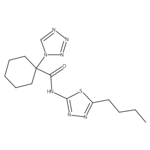 N-(5-butyl-1,3,4-thiadiazol-2-yl)-1-(1H-tetrazol-1-yl)cyclohexanecarboxamide Structure