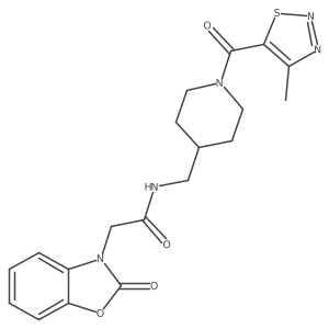 N-((1-(4-methyl-1,2,3-thiadiazole-5-carbonyl)piperidin-4-yl)methyl)-2-(2-oxobenzo[d]oxazol-3(2H)-yl)acetamide Structure