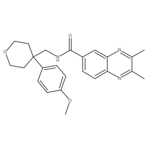 N-{[4-(4-methoxyphenyl)tetrahydro-2H-pyran-4-yl]methyl}-2,3-dimethyl-6-quinoxalinecarboxamide结构式
